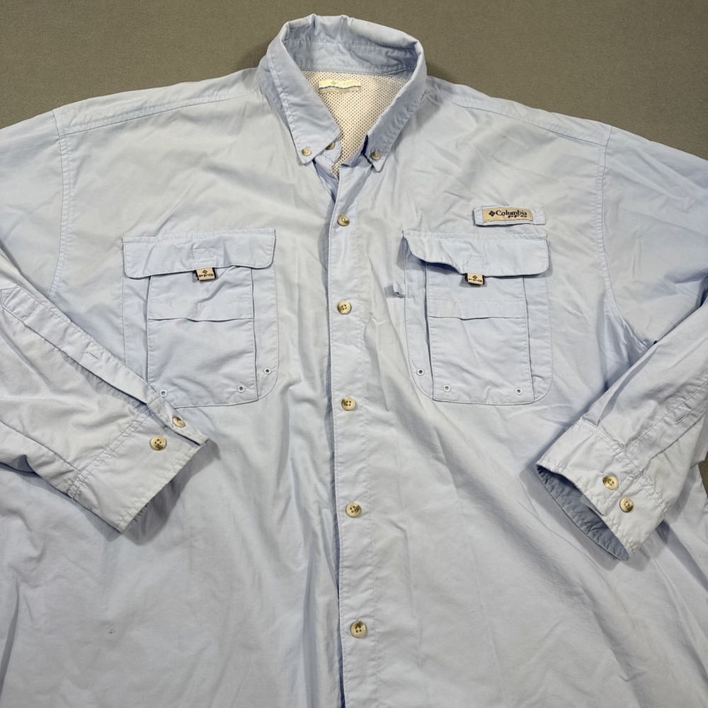 Columbia PFG Shirt Mens XL Blue  Long Sleeve Vented UPF 25 Fishing Outdoor